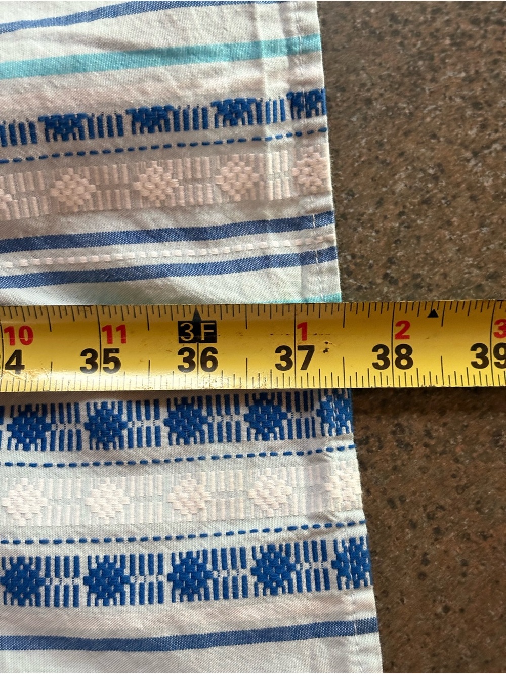 Cute swingy cotton tiered summer dress. Blues and stripes, tie tassel neck. - Picture 8 of 8